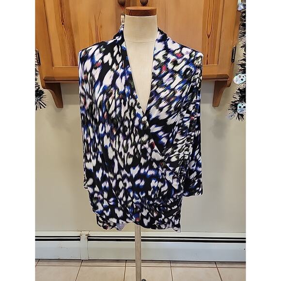 New Vince Camuto Long Sleeve Blouse Multi Color Shirt Plus Size 3x - Picture 1 of 10
